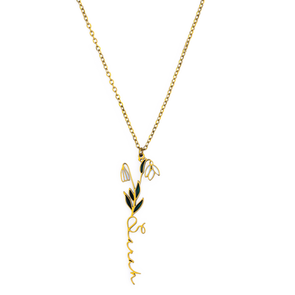 Watercolor Birth Flower Name Necklace