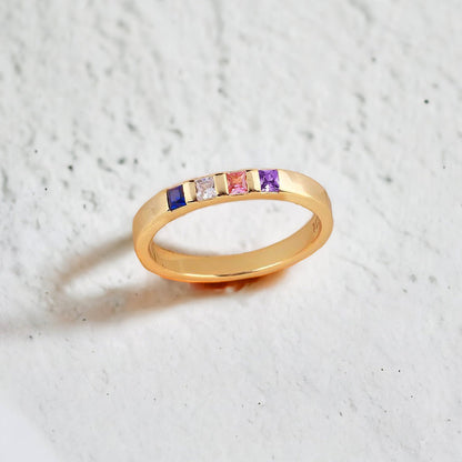 Princess-Cut Birthstone Band Ring