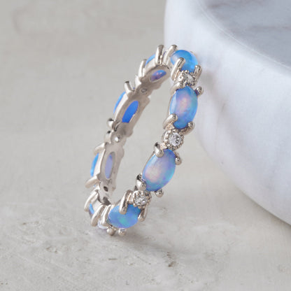 Fire Opal Eternity Band