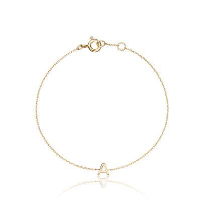 Pulsera con inicial en miniatura de oro macizo