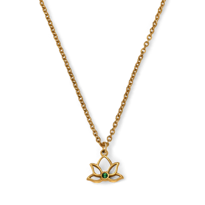Mini Lotus Birthstone Pendant Necklace