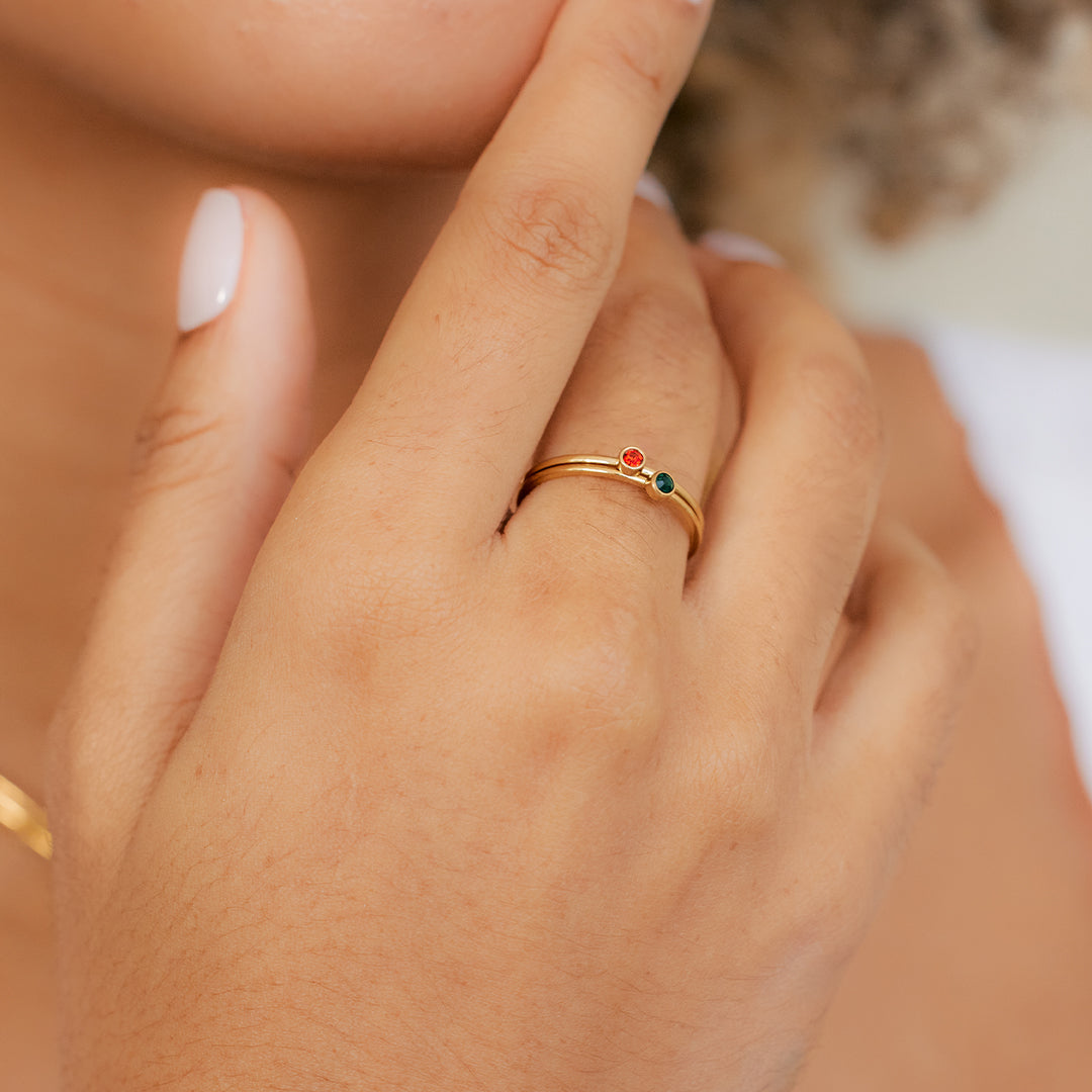 Minimalist Birthstone Stacking Band | Bezel Set Ring