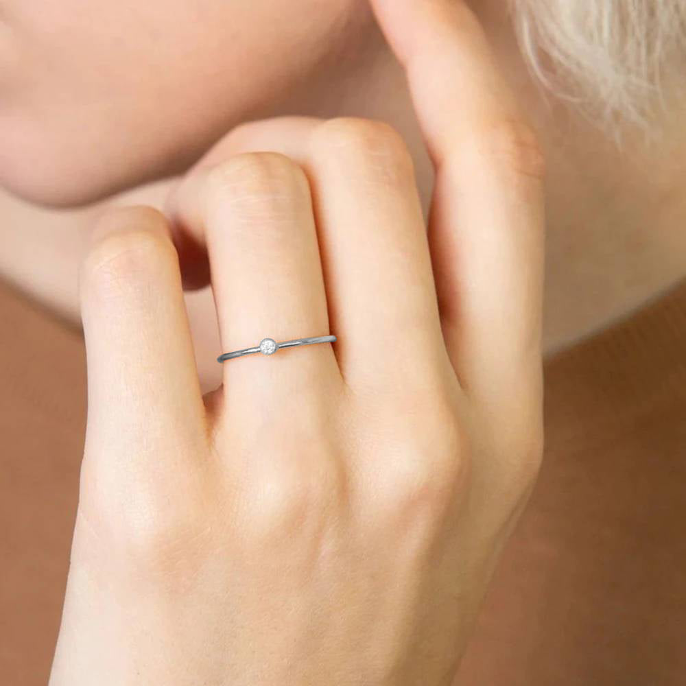 Minimalist Birthstone Stacking Band | Bezel Set Ring