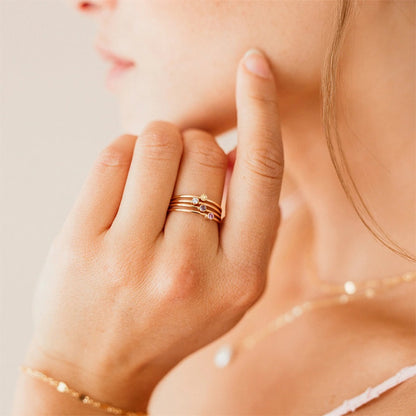 Minimalist Birthstone Stacking Band | Bezel Set Ring