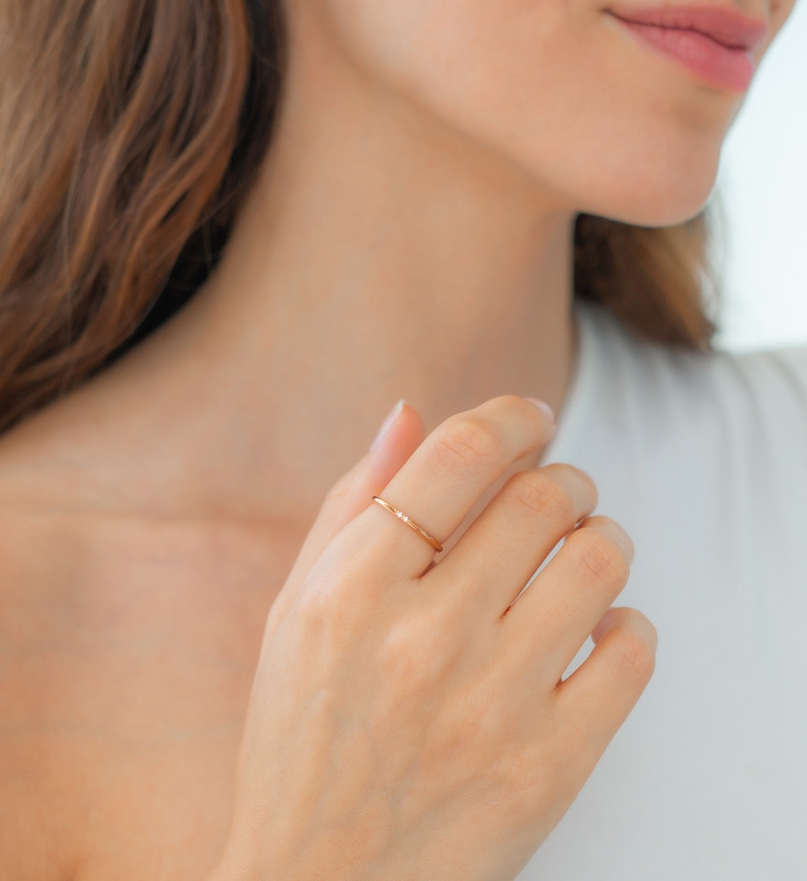 Zierlicher Stapelring mit Diamanten