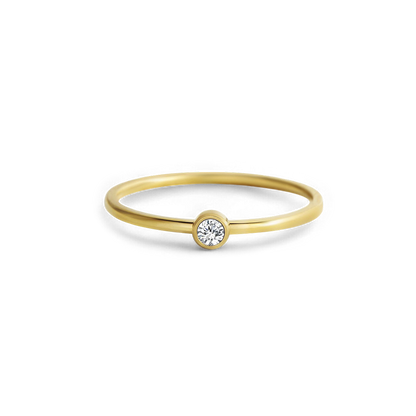 Minimalist Birthstone Stacking Band | Bezel Set Ring
