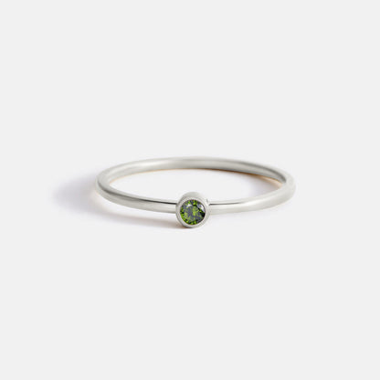 Minimalist Birthstone Stacking Band | Bezel Set Ring
