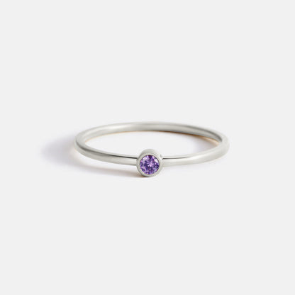 Minimalist Birthstone Stacking Band | Bezel Set Ring