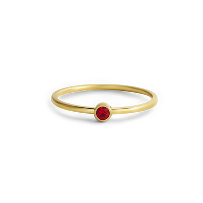 Minimalist Birthstone Stacking Band | Bezel Set Ring