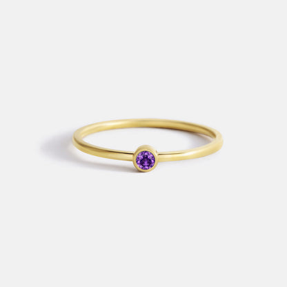 Minimalist Birthstone Stacking Band | Bezel Set Ring