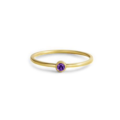 Minimalist Birthstone Stacking Band | Bezel Set Ring