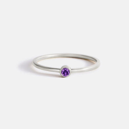 Minimalist Birthstone Stacking Band | Bezel Set Ring