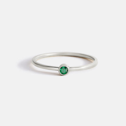 Minimalist Birthstone Stacking Band | Bezel Set Ring