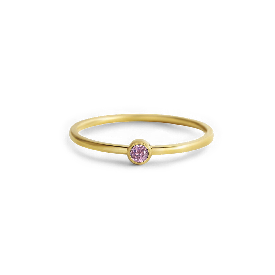 Minimalist Birthstone Stacking Band | Bezel Set Ring