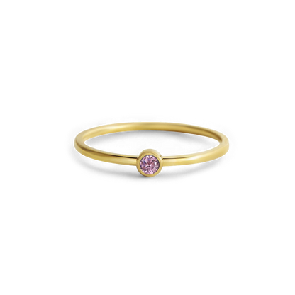 Minimalist Birthstone Stacking Band | Bezel Set Ring
