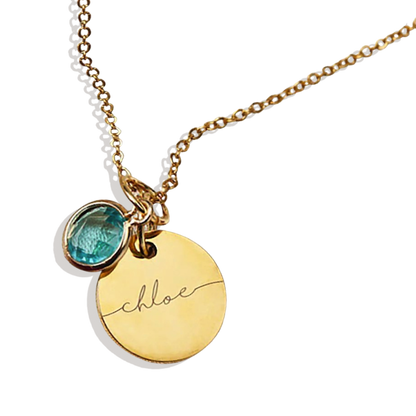 Halskette mit Geburtssteinen und Monogramm