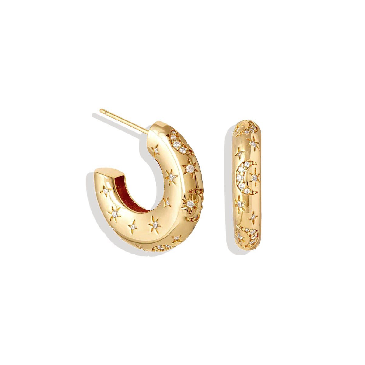 Mond und Sterne Kuppel Creolen