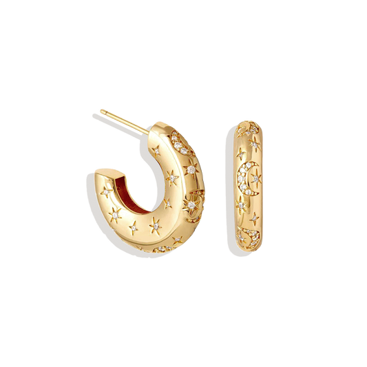 Mond und Sterne Kuppel Creolen