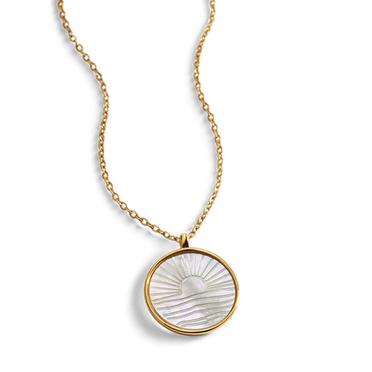 Mother of Pearl Sunrise Pendant Necklace