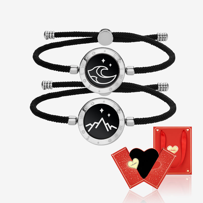 [Valentine's Day Gift Packaging] Mountain & Sea Touch Bracelets with Milan Rope (Black+Black) - Touch Bling