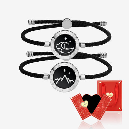 [Valentine's Day Gift Packaging] Mountain & Sea Touch Bracelets with Milan Rope (Black+Black) - Touch Bling