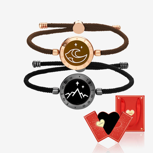[Valentine's Day Gift Packaging] Mountain & Sea Touch Bracelets with Milan Rope (Black+Rose Gold) - Touch Bling