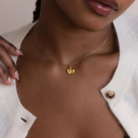 North Star Birthstone Heart Necklace