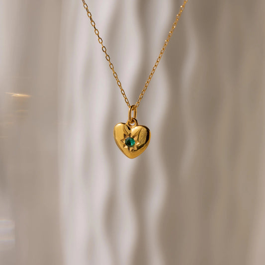 North Star Birthstone Heart Necklace