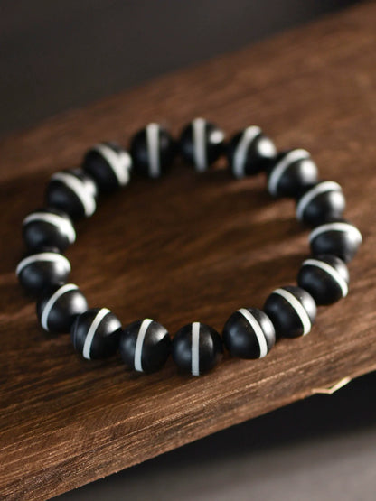 Pulsera de amuleto de ágata antigua tibetana Dzi de una línea, de alta calidad. 