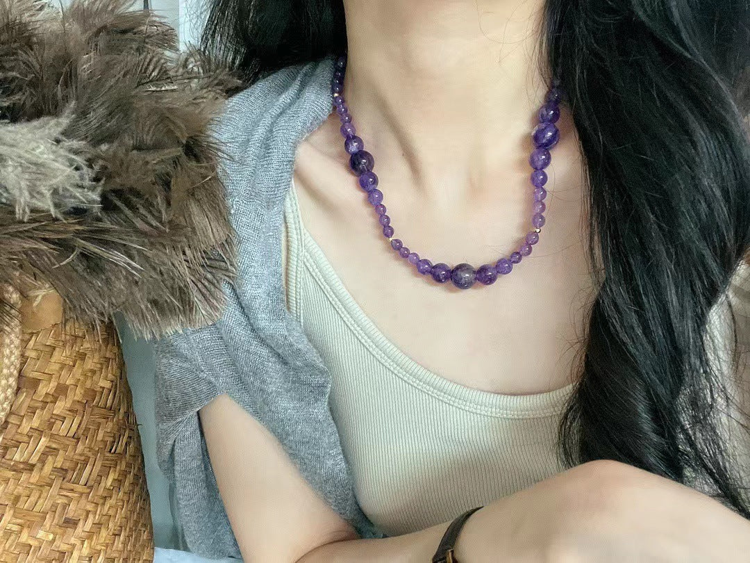 Natural Amethyst Necklace Handmade Clavicle Chain Necklace for Women - Touch Bling