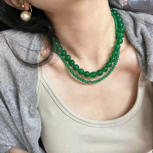 Natural Boutique Chrysoprase Necklace Retro Clavicle Chain Necklace for Female - Touch Bling