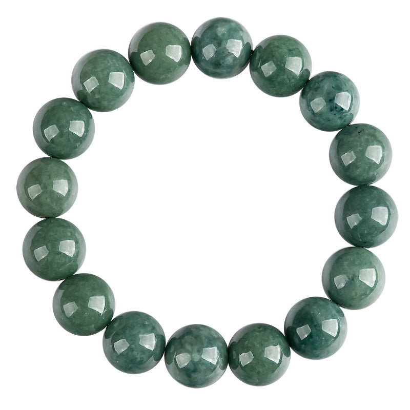 Natural A-Grade Jadeite Deep Bean Green Round Bead Bracelet – Elegant & Timeless - Touch Bling
