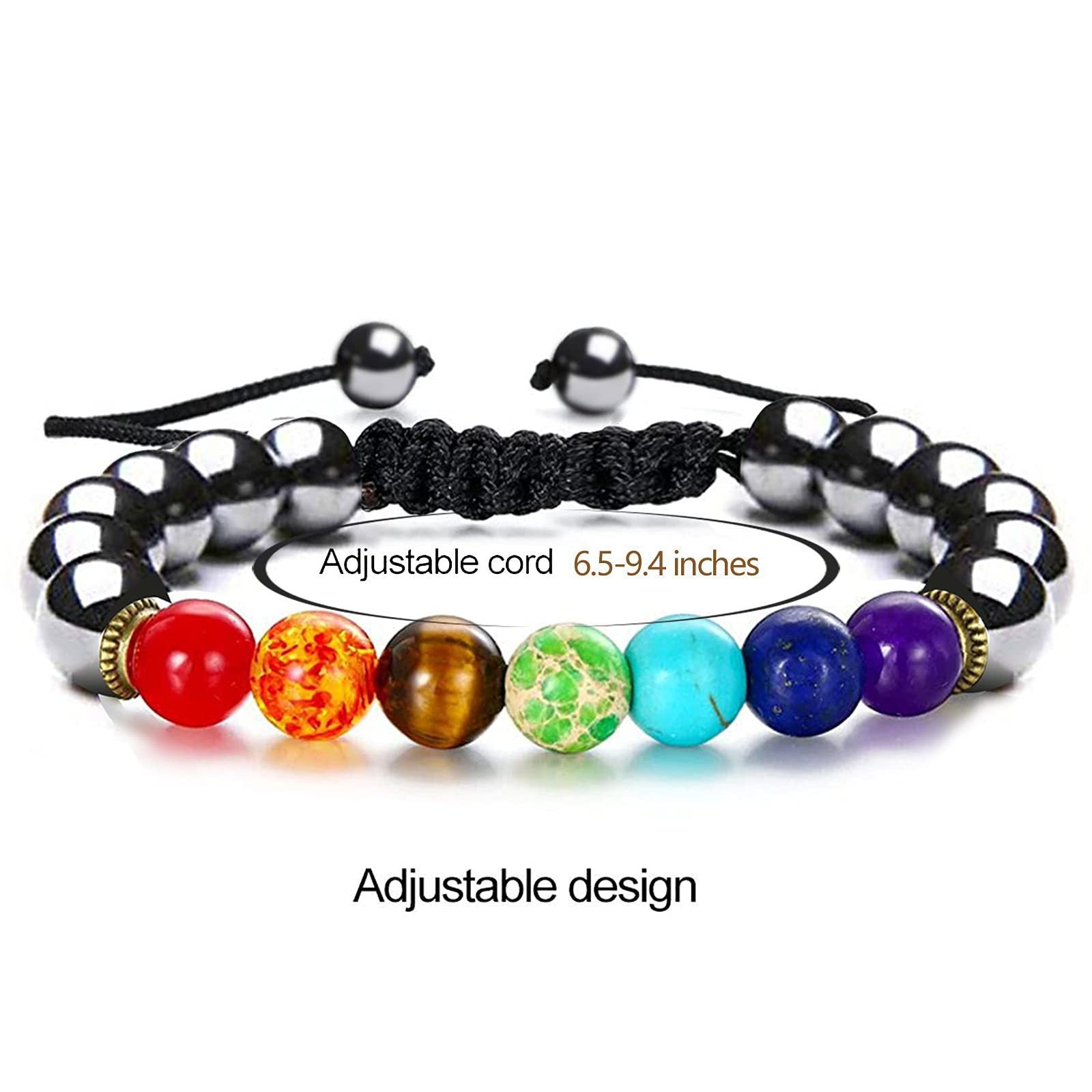 Seven Chakra Energy Bracelet Beaded Braided Healing Bracelet for Meditation - Touch Bling