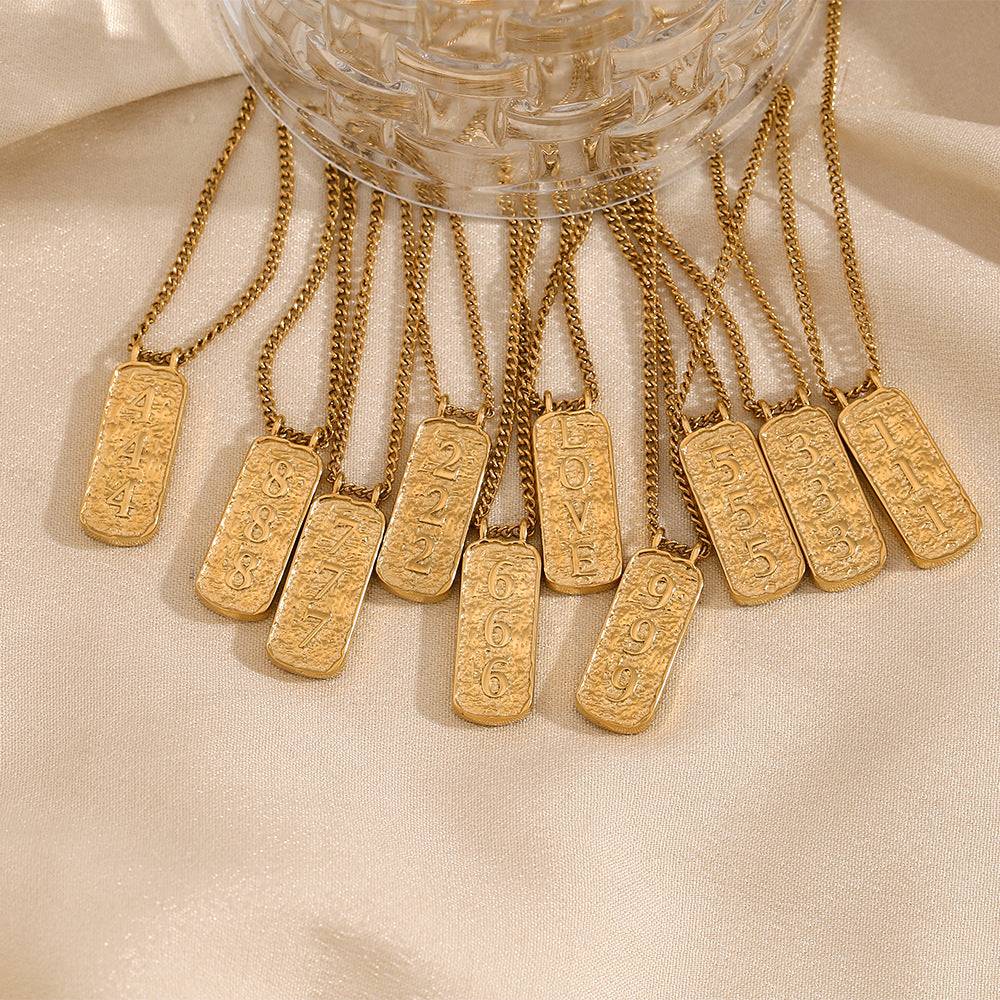 Fashion Angel Number Necklace Stainless Steel Plated 18K Gold Necklace for Women - Touch Bling