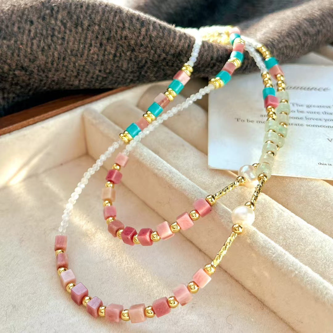 Natural Moonstone Necklace Ladies Clavicle Chain Necklace - Touch Bling