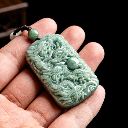 Natural A-Grade Jadeite Nine-Dragon Talisman Pendant – Protect Your Zodiac with Power & Luck - Touch Bling