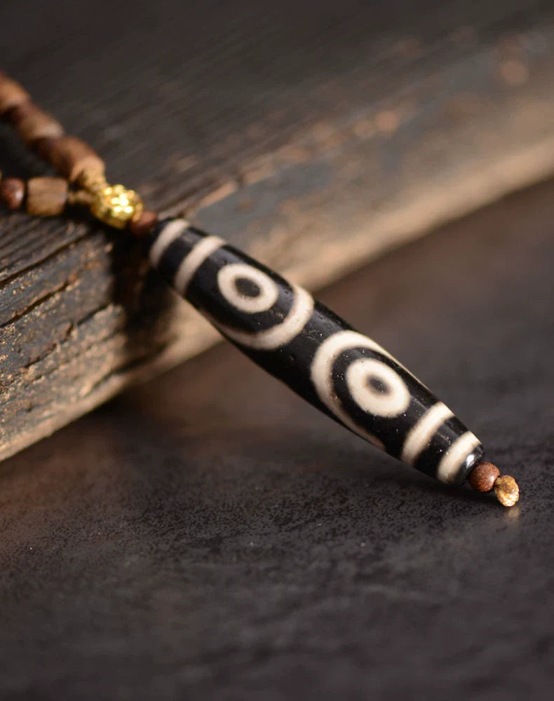 Agarwood Tibetan Dzi Beads Pendant