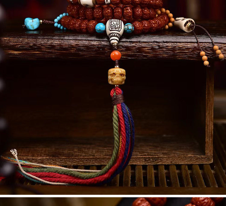 Tibetan-Style Small Vajra Bodhi Seed 108 Mala Beads – Handcrafted Buddhist Prayer Necklace - Touch Bling