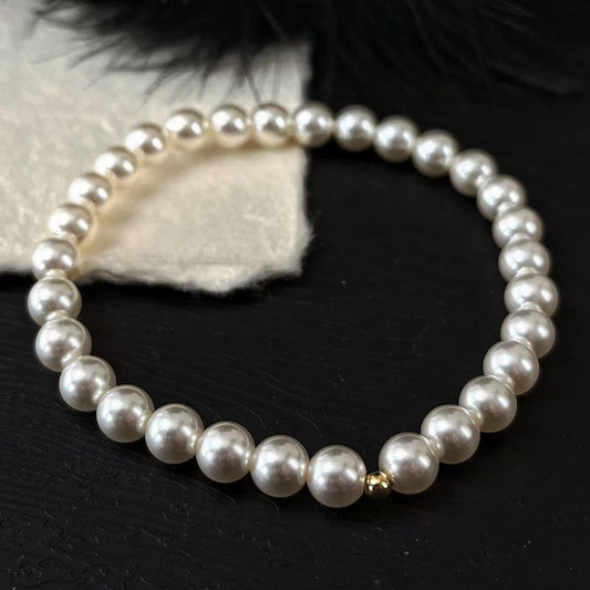 6MM Retro Warm White Artificial Pearl Bracelet Imitation Pearl Bracelet for Women - Touch Bling