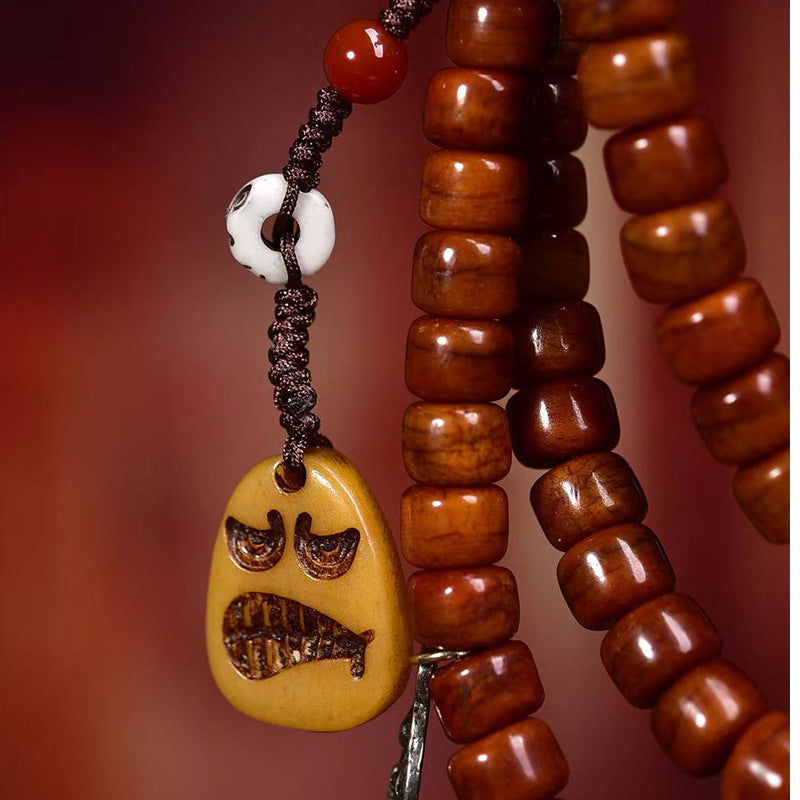 Tibetan Yak Bone 108 Mala Beads with Agate Line Beads and Adai Accessories - Touch Bling