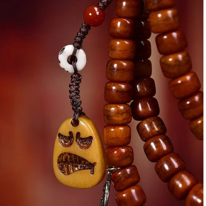Tibetan Yak Bone 108 Mala Beads with Agate Line Beads and Adai Accessories - Touch Bling