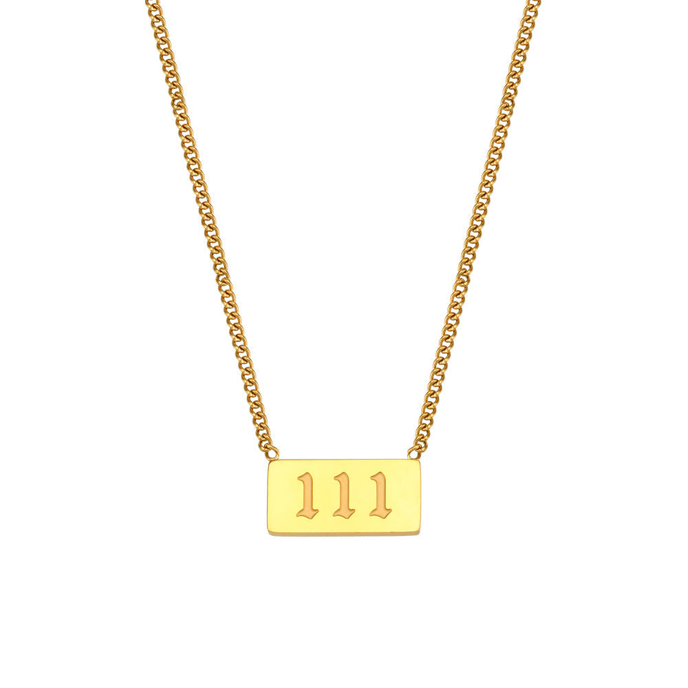 111-999 Angel Number Tag Necklace Stainless Steel Dainty Necklace - Touch Bling