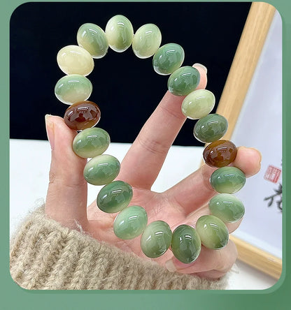 Natural Color Jade-Bodied Bodhi Prayer Bead Bracelet, 14mm - Touch Bling