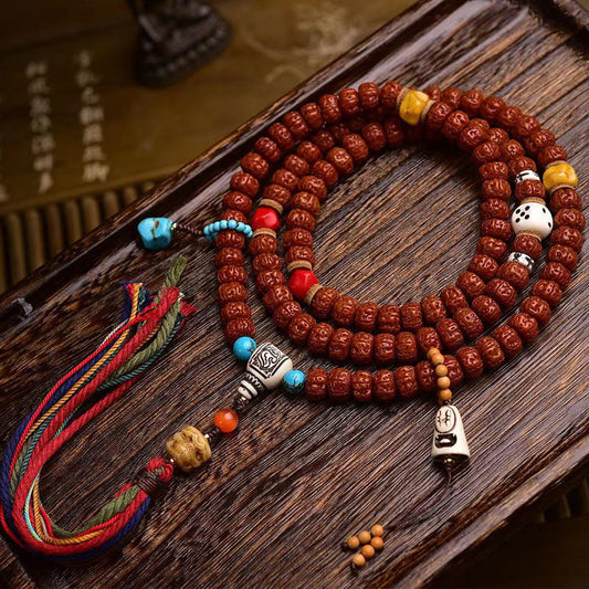 Tibetan-Style Small Vajra Bodhi Seed 108 Mala Beads – Handcrafted Buddhist Prayer Necklace - Touch Bling