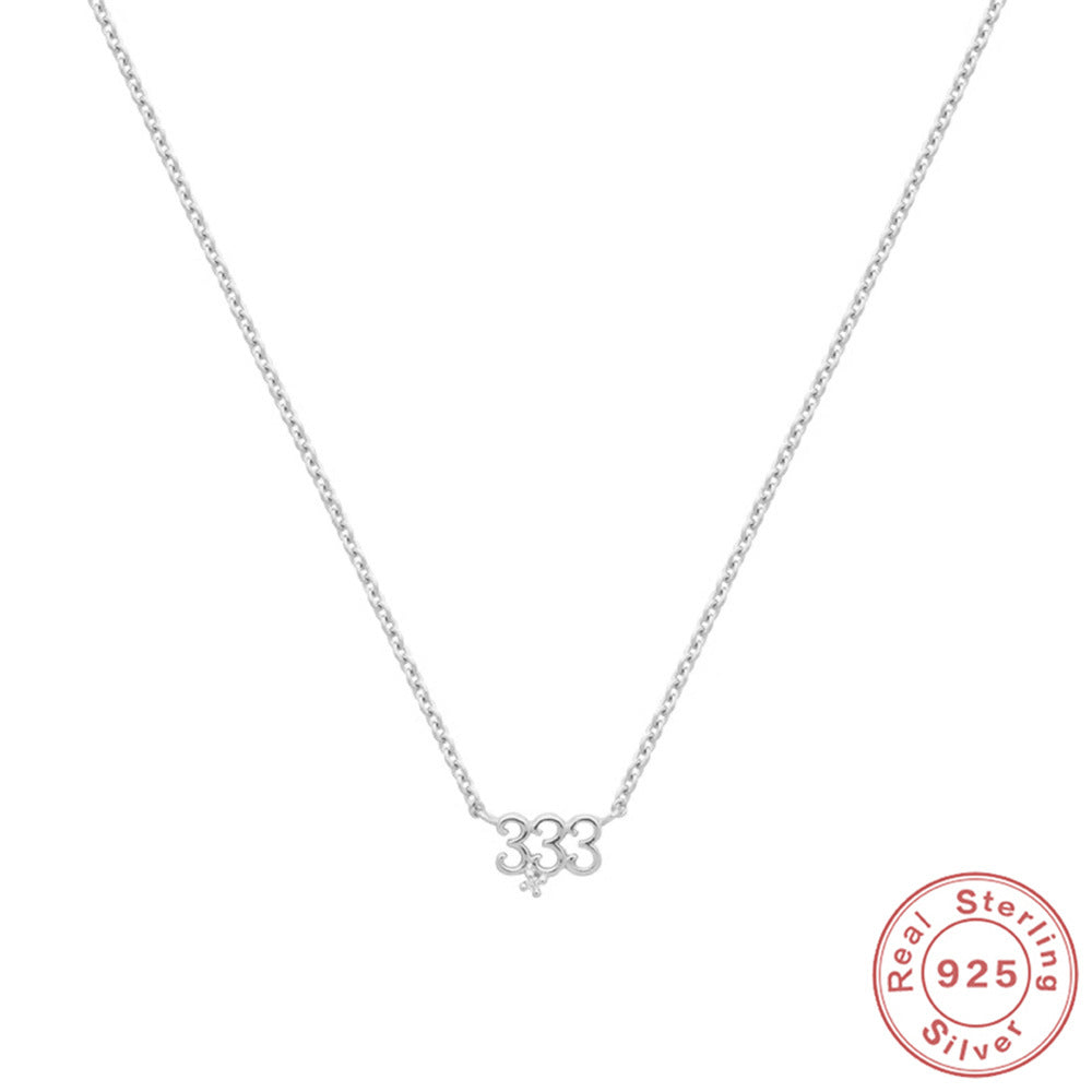 S925 Sterling Silver Angel Number 777 Necklace Zirconia Pendant Dainty Necklace - Touch Bling