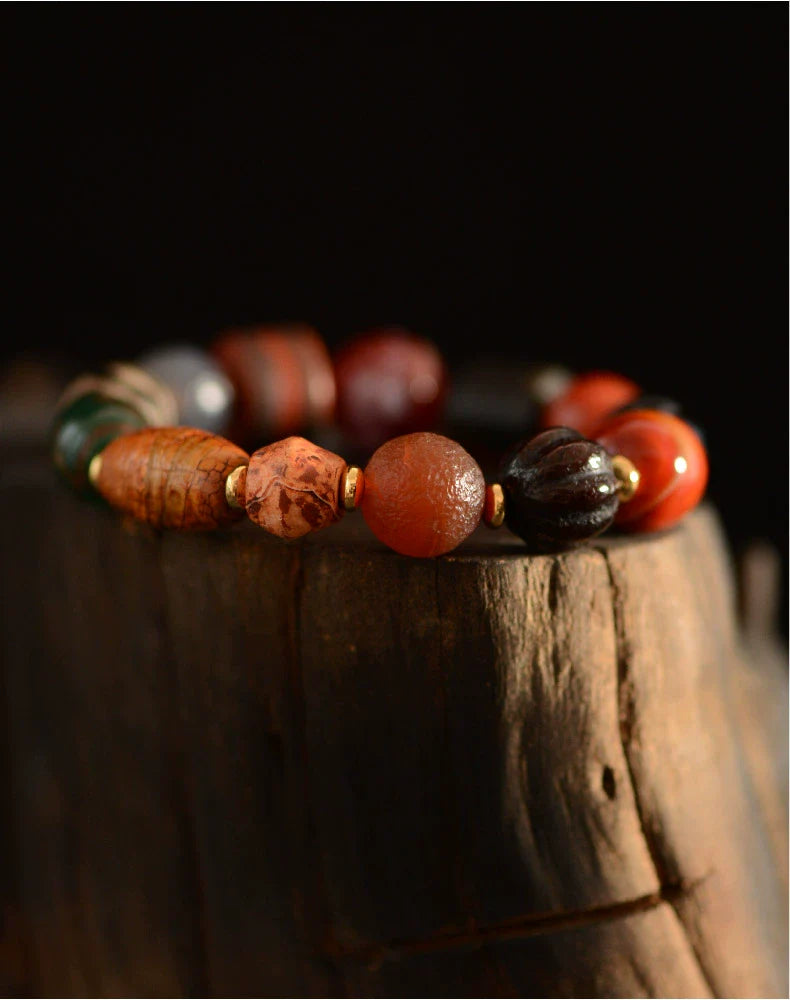 Old Dzi Beads Charm bracelet Dzi Stone Beads Handstring