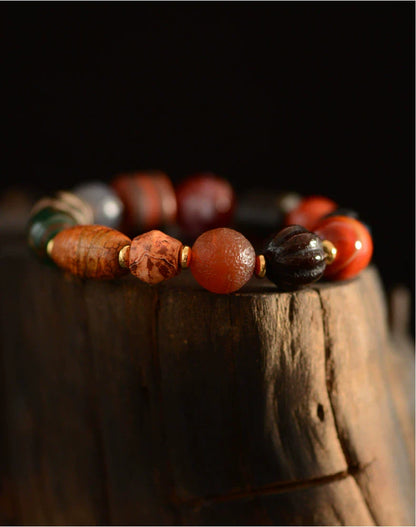 Old Dzi Beads Charm bracelet Dzi Stone Beads Handstring