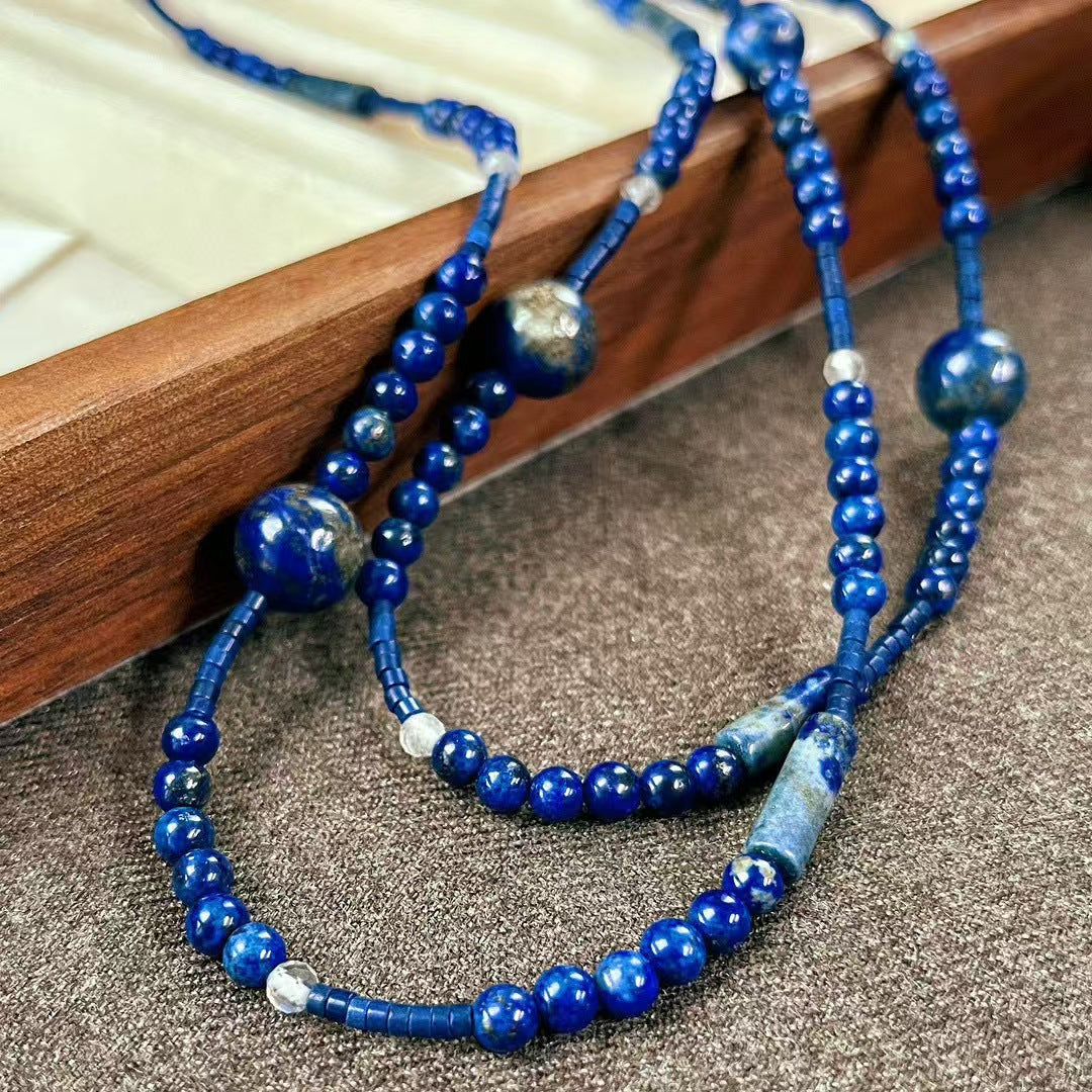 High Quality Natural Lapis Lazuli Long Necklace Handmade Beaded Necklace - Touch Bling