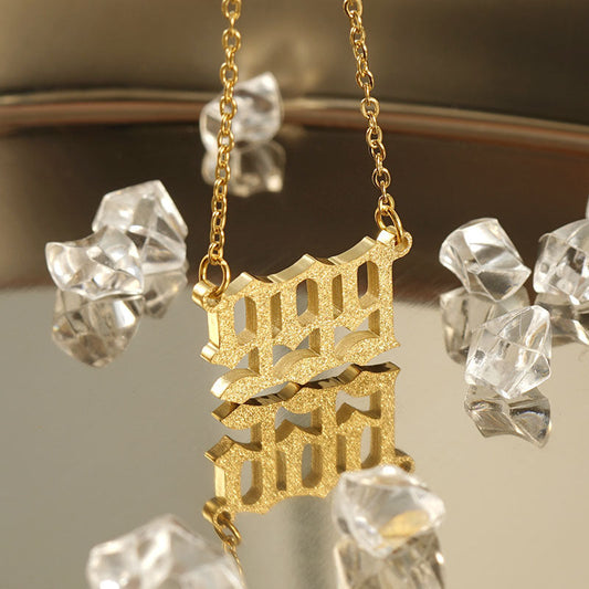 New Stainless Steel Gold Dust Angel Number Necklace 111-999 | 18K Titanium Steel Dainty Necklace - Touch Bling