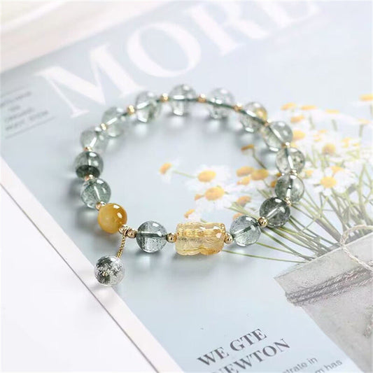 Natural Green Ghost Crystal Pixiu Bracelet - Touch Bling